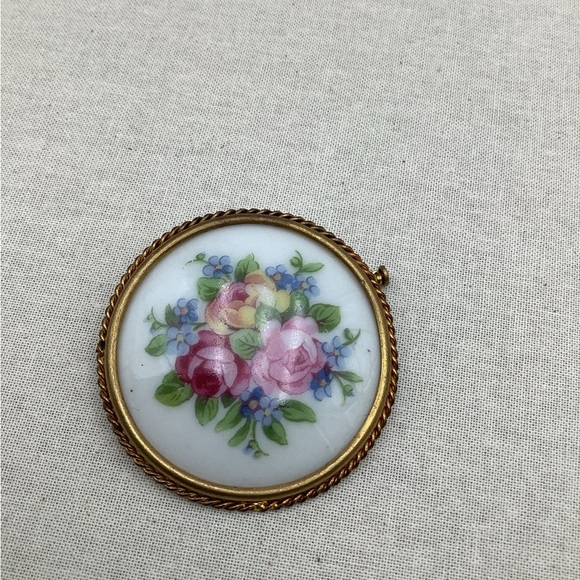 Vintage Floral  Limoges Brooch - Picture 4 of 5